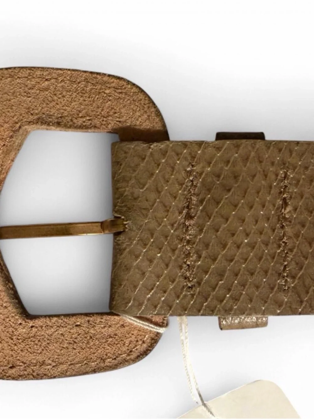 Y2K Snake-Embossed Leather Belt with Gold Buckle BEDO L